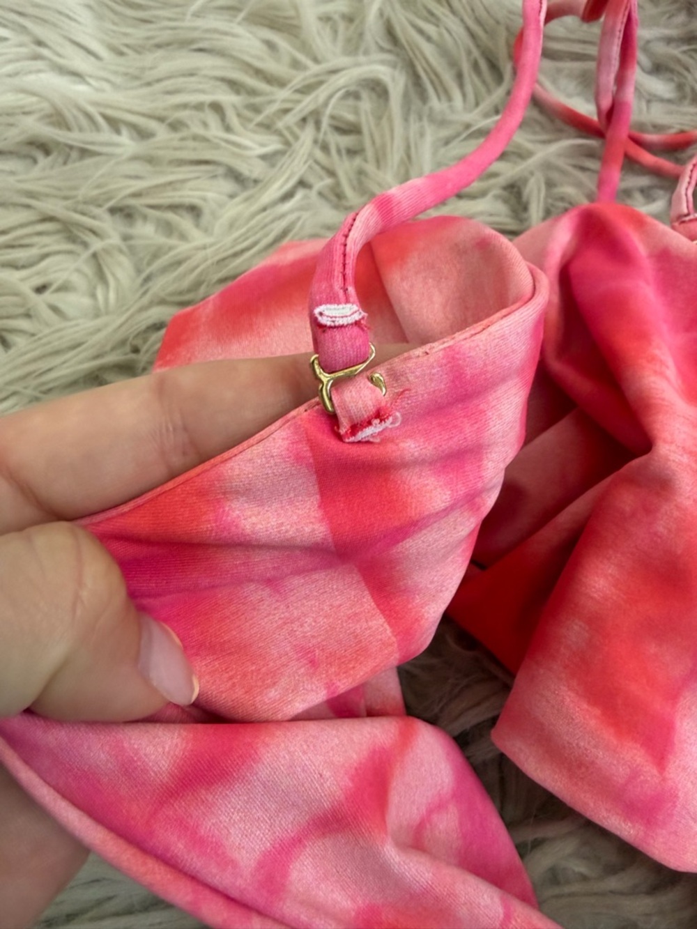 Skatie Pink Tie Dye Bandeau Bikini Top Size Medium - Picture 5 of 5